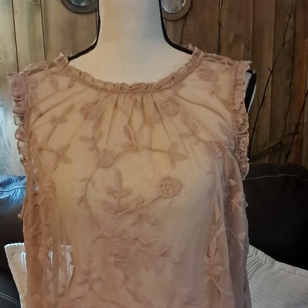 Torrid Floral Blush Pink Lace Sleeveless Blouse Top Office Business Casual Size - Picture 5 of 12